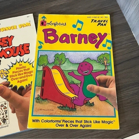 Vintage Barney, Mickey, Winnie the Pooh Colorforms Playset Book 1993 lot of 3 - Picture 2 of 13